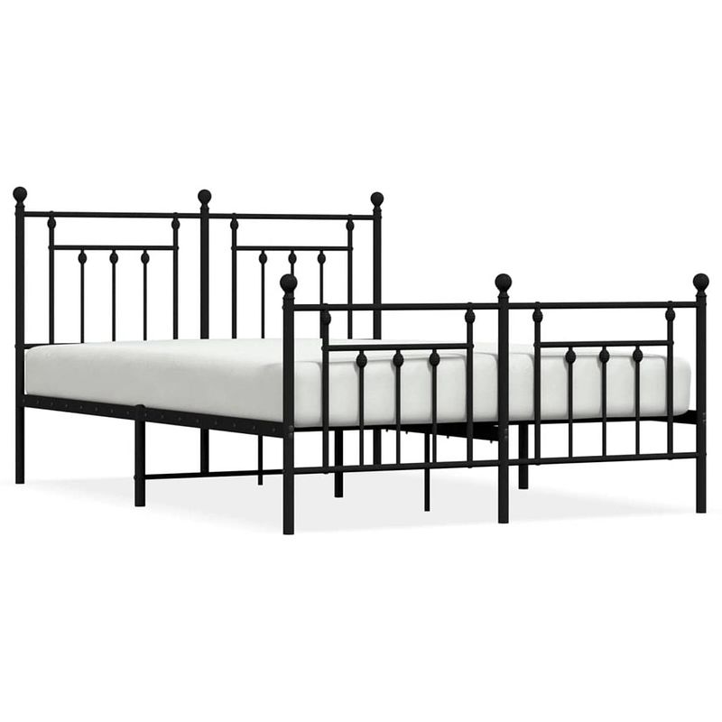 Foto van Vidaxl bedframe met hoofd- en voeteneinde metaal zwart 150x200 cm