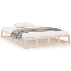 Foto van The living store houten bedframe - massief grenenhout - 195.5 x 140.5 x 28 cm - stabiele lattenbodem - geschikt voor