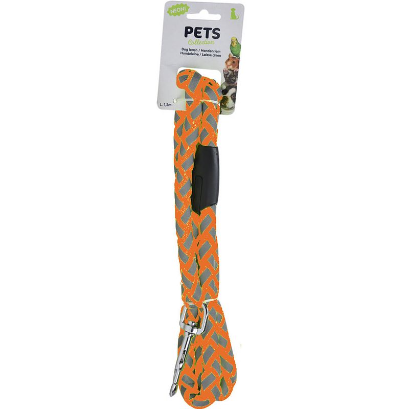 Foto van Pets collection hondenriem 120 cm nylon grijs/oranje