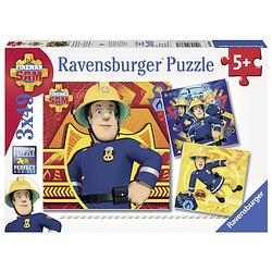 Foto van Ravensburger puzzel brandweerman sam bij gevaar roepen - 3 x 49 stukjes