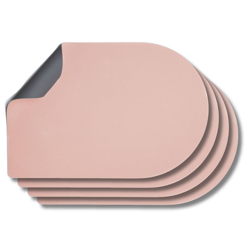 Foto van Jay hill placemats - vegan leer - grijs / roze - bread - dubbelzijdig - 44 x 30 cm - 4 stuks