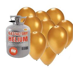 Foto van Helium tank met 50 gouden ballonnen - heliumtank