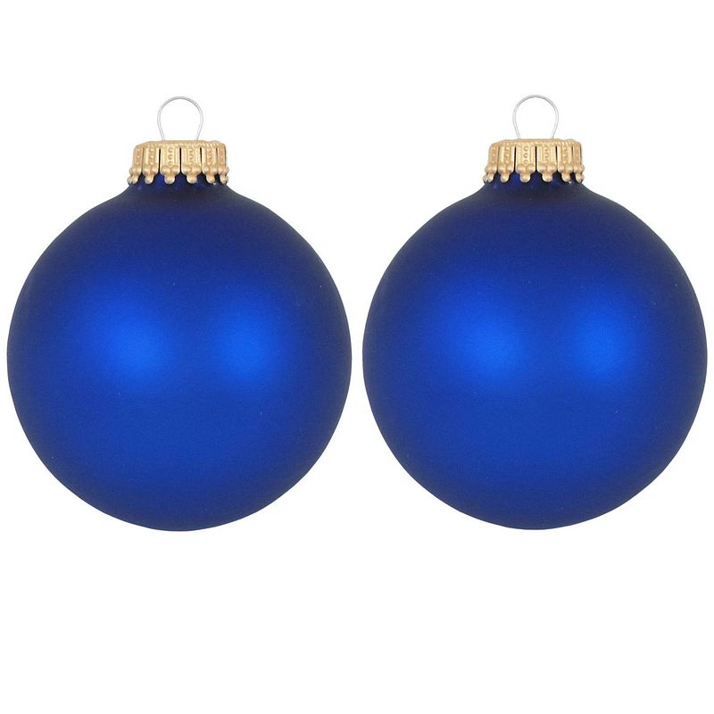 Foto van 16x royal velvet blauwe glazen kerstballen mat 7 cm kerstboomversiering - kerstversiering/kerstdecoratie blauw