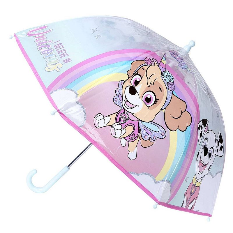 Foto van Disney paw patrol skye paraplu - transparant/roze - d71 cm - voor kinderen - paraplu'ss