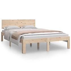 Foto van The living store massief grenenhouten bedframe - 195.5 x 123.5 x 69.5 cm - multiplex lattenbodem