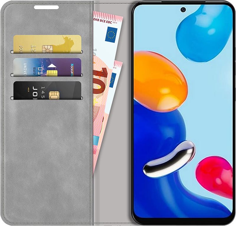 Foto van Just in case wallet magnetic xiaomi redmi note 11 book case grijs