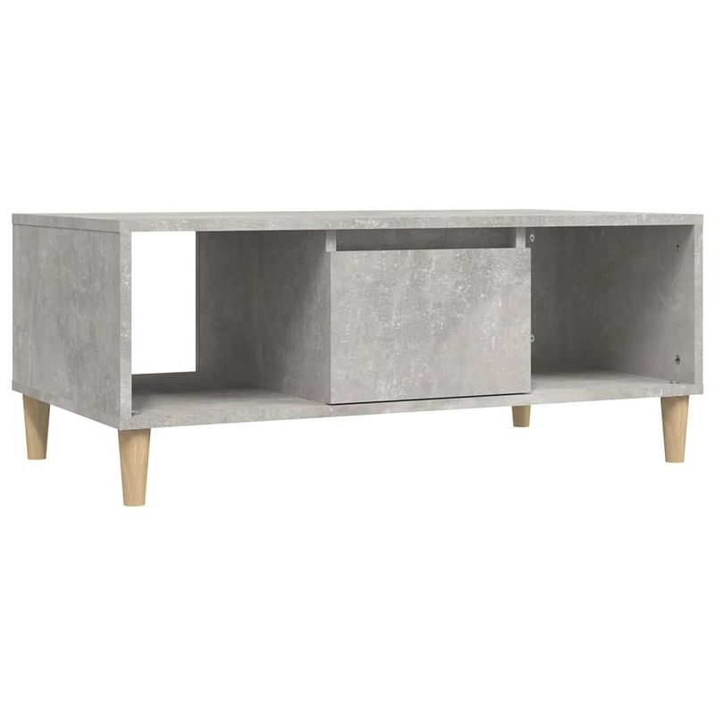 Foto van The living store salontafel betongrijs - bewerkt hout - 90 x 50 x 36.5 cm