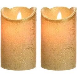 Foto van 2x gouden nep kaarsen met led-licht 12,5 cm - led kaarsen
