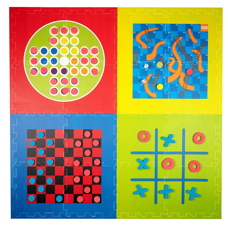 Foto van Lifetime games speelmat 4-in-1 spellen - 119 x 119 x 1 cm - 4 spellen met spelstukken - basiskleuren