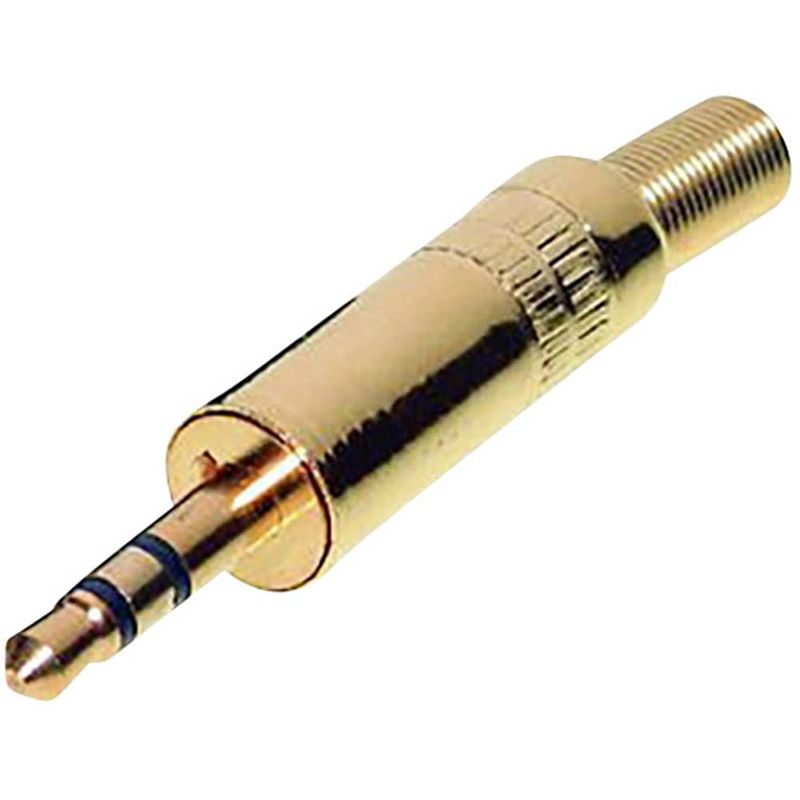 Foto van Tru components 1559794 jackplug 3.5 mm stekker, recht aantal polen: 3 stereo goud 1 stuk(s)