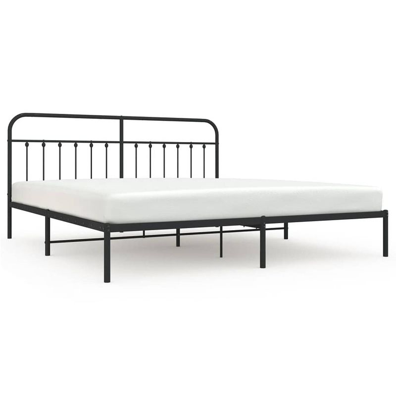 Foto van Vidaxl bedframe met hoofdbord metaal zwart 200x200 cm