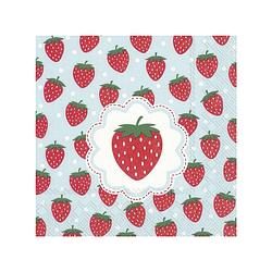 Foto van 40x gekleurde 3-laags servetten aardbeien 33 x 33 cm - feestservetten