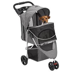 Foto van The living store hondenbuggy - grijs - opvouwbaar - 80 x 46 x 98 cm - 300d oxford stof - max - 15 kg