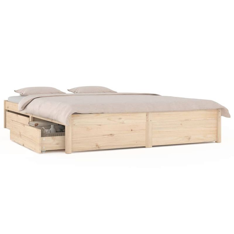 Foto van The living store houten bedframe - bedframe 135x190cm - massief grenenhout