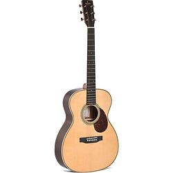 Foto van Sigma guitars omt-28h aging toner gloss akoestische westerngitaar met softshell case