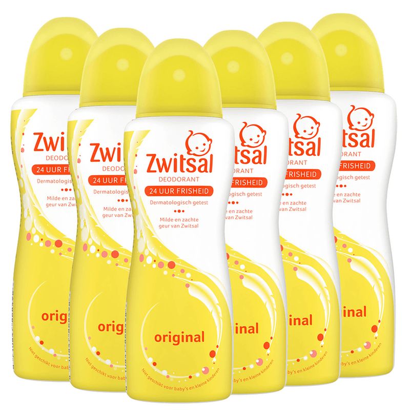 Foto van Zwitsal - deodorant spray - orgineel - 6 x 100 ml - voordeelverpakking