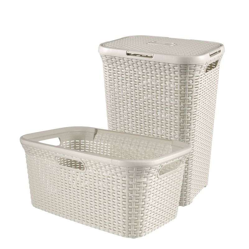 Foto van Curver style wasmand met deksel 60l + wasmand 45l - wit