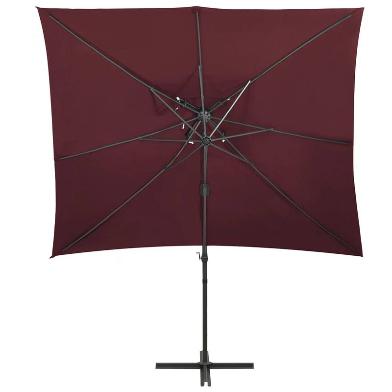 Foto van The living store parasol rood 250x250x253 cm - uv-beschermend polyester - kantelbaar en draaibaar - stabiele aluminium