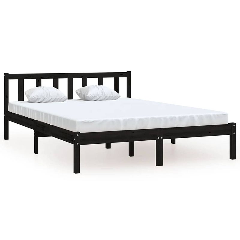 Foto van Vidaxl bedframe massief grenenhout zwart 140x200 cm