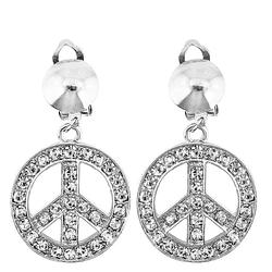 Foto van Hippie flower power sixties sieraden set oorbellen peace tekens - verkleedsieraden