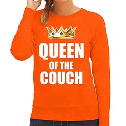 Foto van Woningsdag queen of the couch sweater / trui voor thuisblijvers tijdens koningsdag oranje dames xl - feesttruien