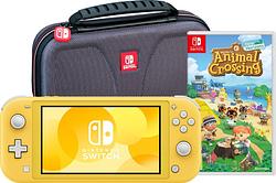 Foto van Nintendo switch lite geel + animal crossing new horizons + bigben beschermtas