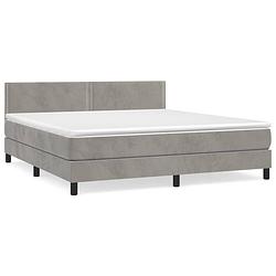 Foto van The living store boxspringbed - bed - afmetingen- 203 x 180 x 78/88 cm - ken- zacht fluweel - praktisch hoofdbord -