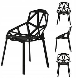 Foto van Modern home set van 4 design geometrische kuipstoelen - eetkamer stoelen - zwart