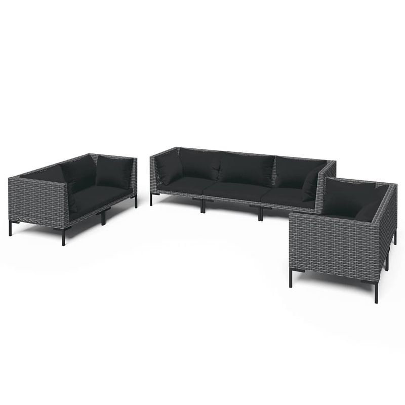 Foto van Vidaxl 7-delige loungeset met kussens poly rattan donkergrijs