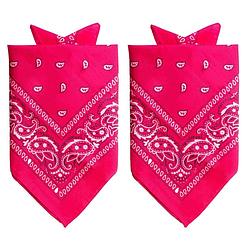 Foto van 2x stuks traditionele bandana'ss - roze - 52 x 55 cm - verkleedhoofddeksels