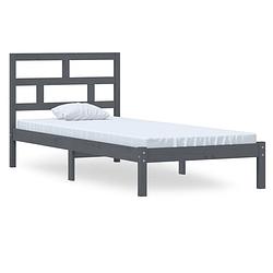 Foto van The living store houten bedframe - modern slaapkamermeubilair - 100x200 cm - kleur- grijs