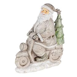 Foto van Clayre & eef kerstdecoratie beeld kerstman 12*6*14 cm zilverkleurig kunststof decoratief figuur decoratieve accessoires