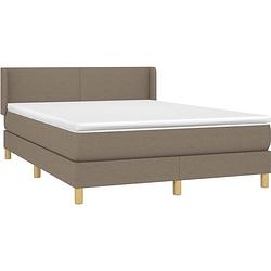 Foto van The living store boxspringbed - taupe - 193 x 147 x 78/88 cm - pocketvering matras - middelharde ondersteuning -