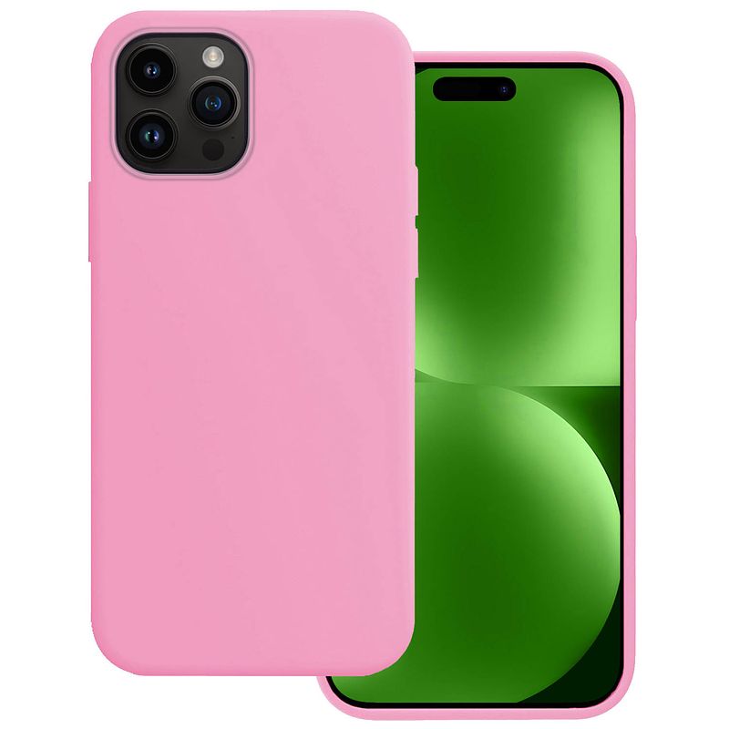 Foto van Basey iphone 15 pro hoesje siliconen back cover case - iphone 15 pro hoes silicone case hoesje - lichtroze