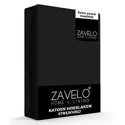 Foto van Zavelo hoeslaken katoen strijkvrij zwart-lits-jumeaux (180x210 cm)