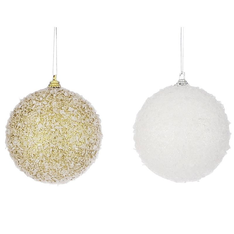 Foto van Kerstboomversiering 6x kerstballen met sneeuw 8 cm - kerstbal