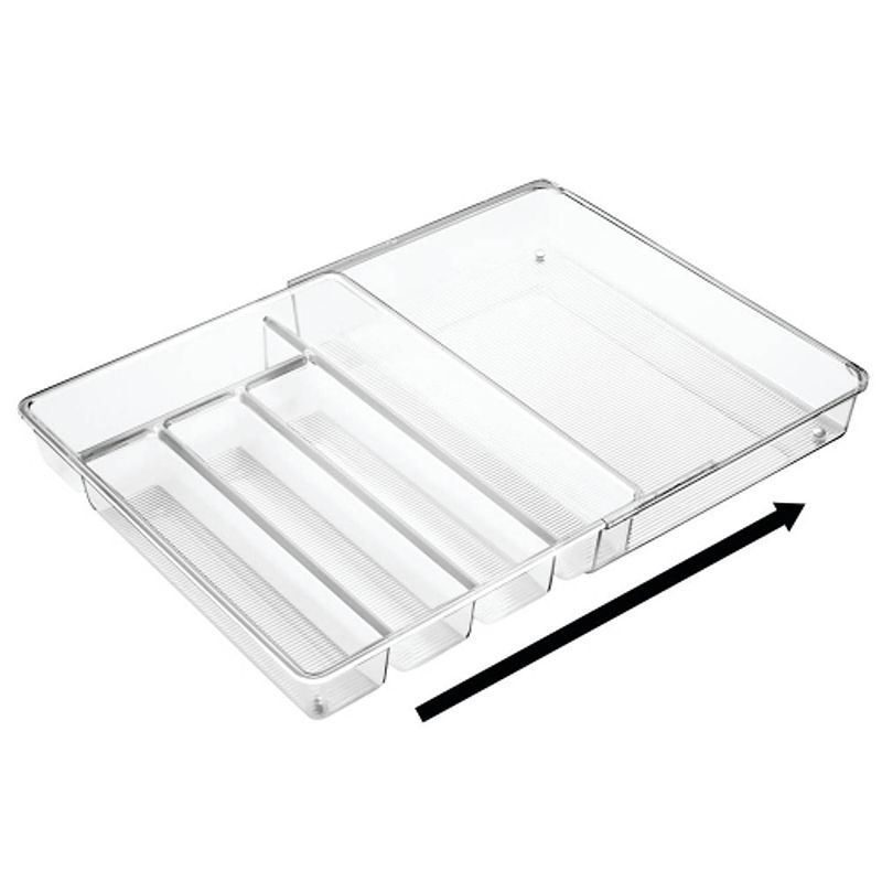 Foto van Idesign - lade organizer, 5 vakken, uitschuifbaar 28.7 x 36.6 x 5.8 cm, kunststof, transparant - idesign linus