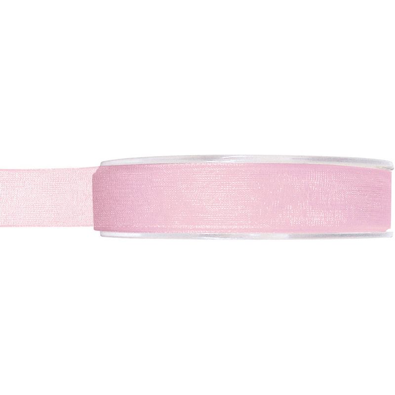 Foto van 1x hobby/decoratie roze organza sierlinten 1,5 cm/15 mm x 20 meter - cadeaulinten