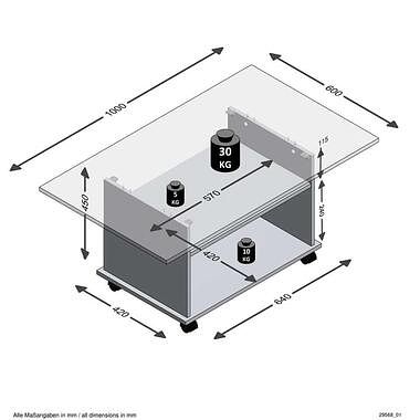 Foto van Salontafel azur - wit/beton - 100x44x60 cm - leen bakker