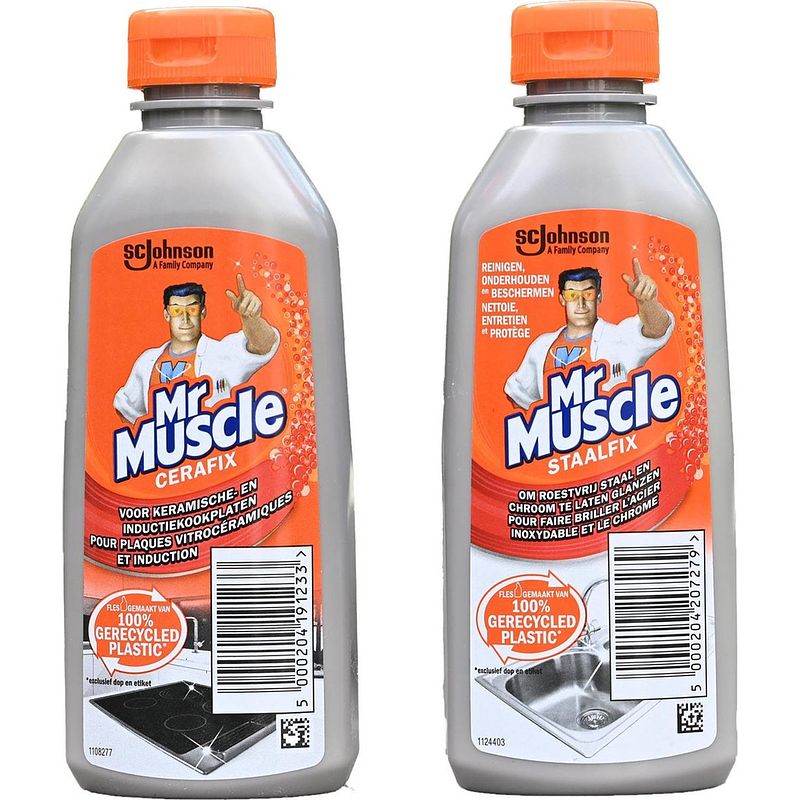 Foto van Mr. muscle cerafix + staalfix - 2x 200ml - schoonmaken inductie/keramiek/rvs