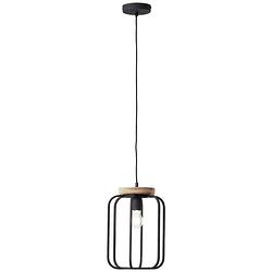 Foto van Brilliant tosh 99501/66 hanglamp e27 hout (donker), zwart (korund)