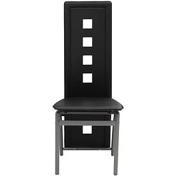 Foto van The living store eetkamerstoelen - set van 4 - zwart - 43 x 55.5 x 108 cm - stalen frame