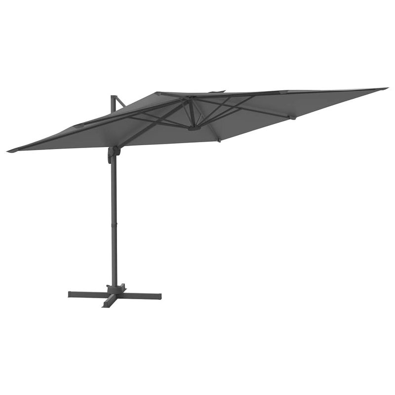 Foto van The living store zweefparasol - antraciet - 300 x 300 x 258 cm - kantelbaar - 360 graden draaibaar - zwenksysteem