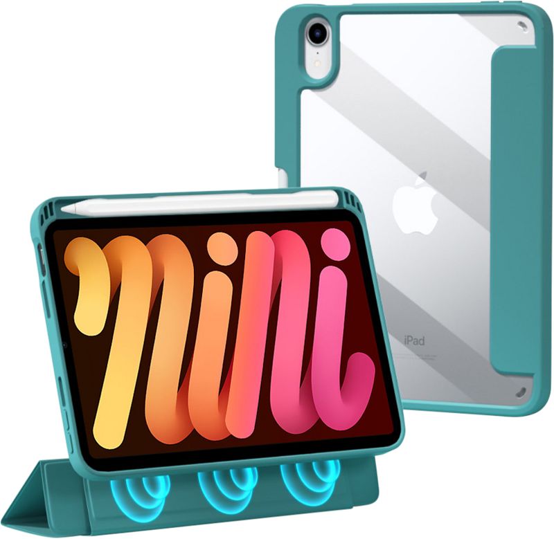 Foto van Just in case apple ipad mini 6 stand book case met penhouder groen