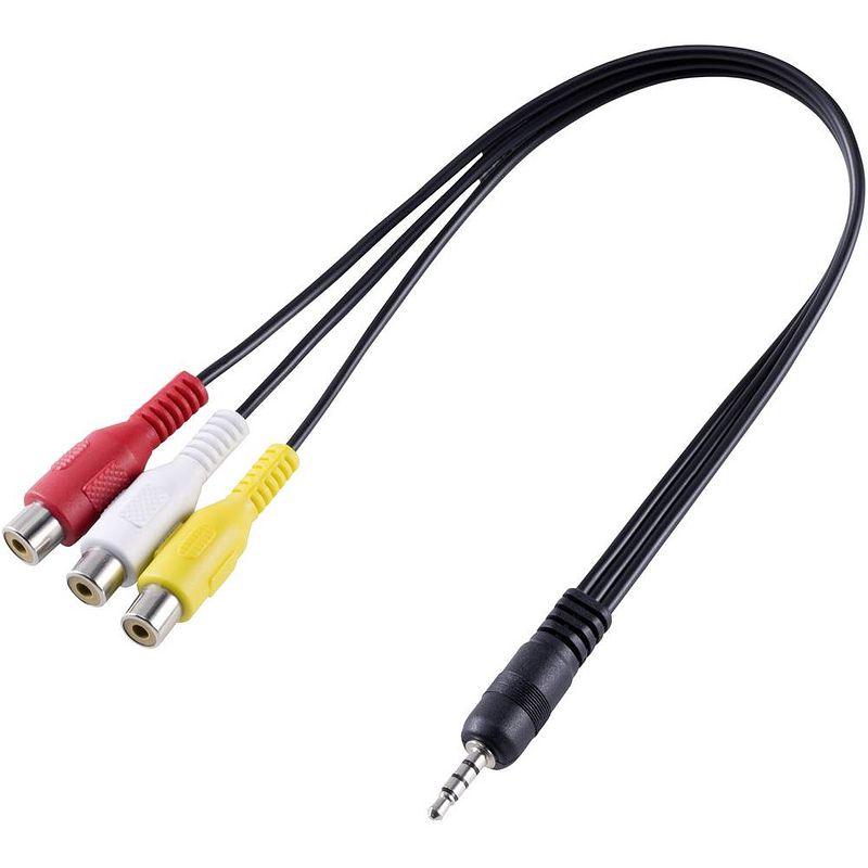 Foto van Speaka professional sp-8433716 av audio, video adapter [1x jackplug male 3,5 mm - 3x cinch-koppeling] zwart