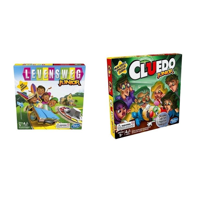 Foto van Spellenbundel - 2 stuks - levensweg junior & cluedo junior