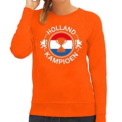 Foto van Oranje fan sweater / trui holland holland kampioen met beker ek/ wk voor dames m - feesttruien