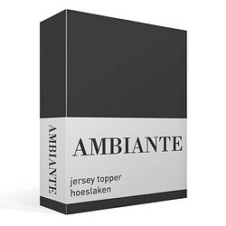 Foto van Ambiante jersey topper hoeslaken - 100% gebreide jersey katoen - 1-persoons (90x200 cm) - antraciet