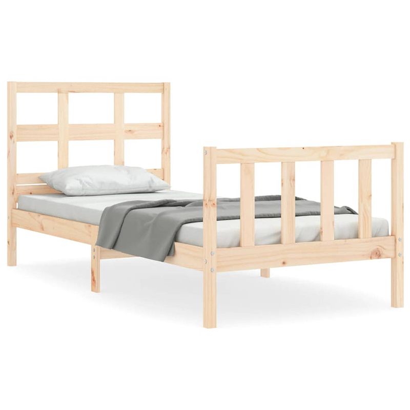 Foto van The living store massief grenenhouten bedframe - 205.5 x 95.5 x 100 cm - multiplex lattenbodem