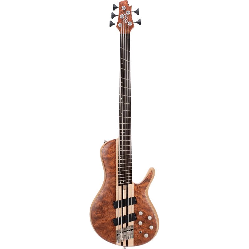 Foto van Cort a5 beyond open pore bubinga natural 5-snarige elektrische basgitaar met koffer